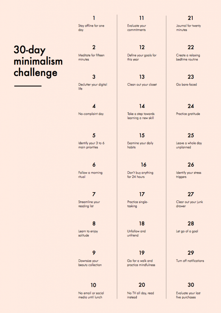 30-day minimalism challenge